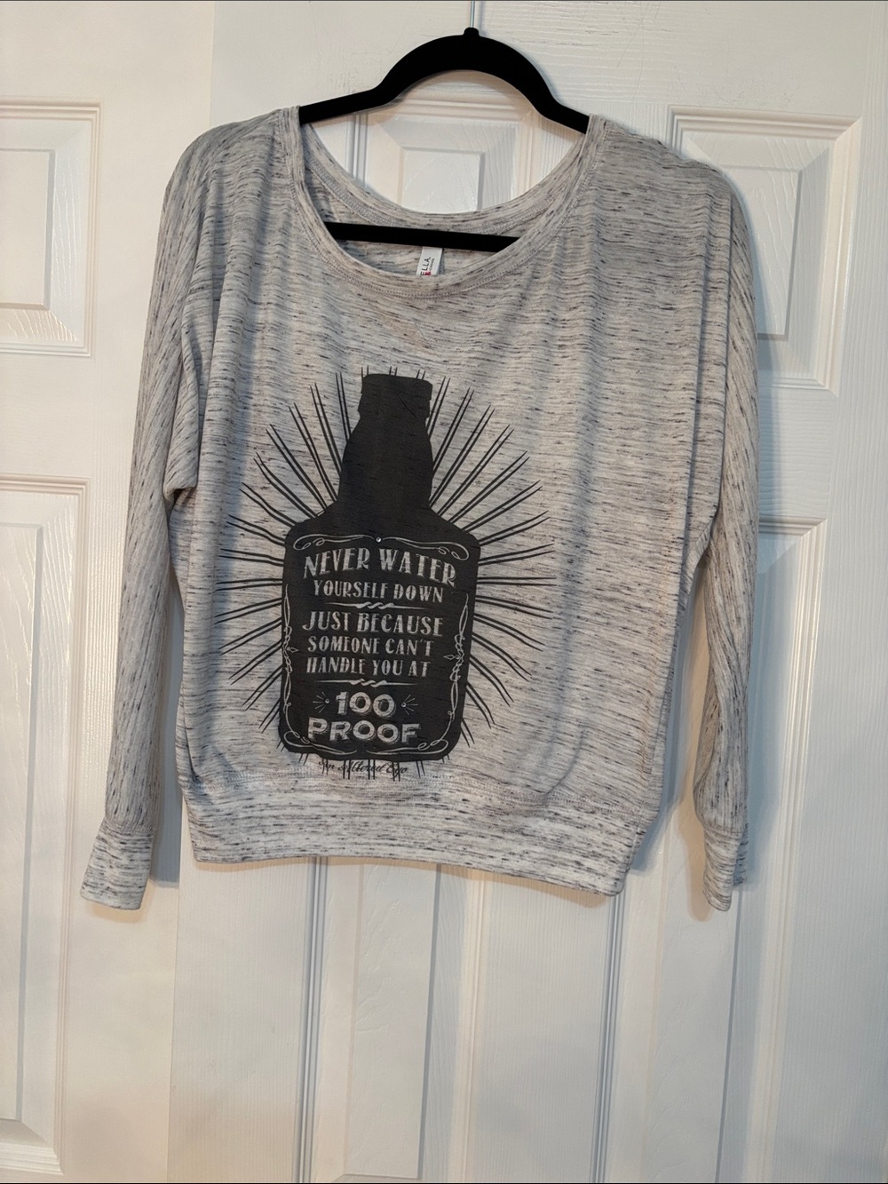 Bella Canvas Light Gray Graphic Pullover Sweatshirt with Black Print